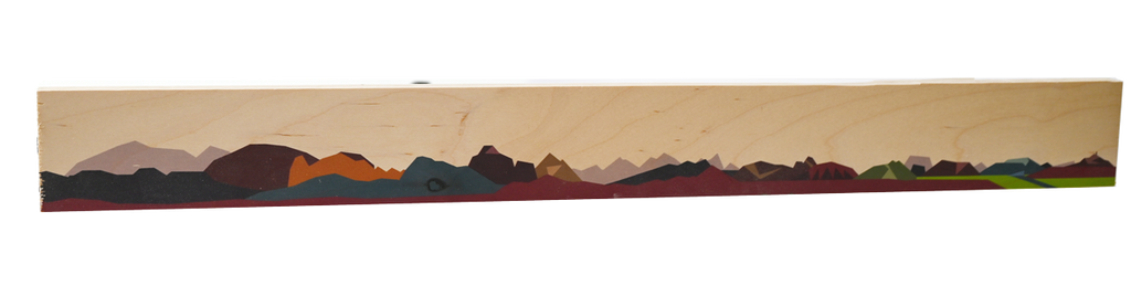 Kunstdruck auf Holz Panorama Vektor Ostallgäu 2, braun, Birkenholz Format: 640 x 65 mm 6 mm oder 9 mm dick Querformat (Kopie)