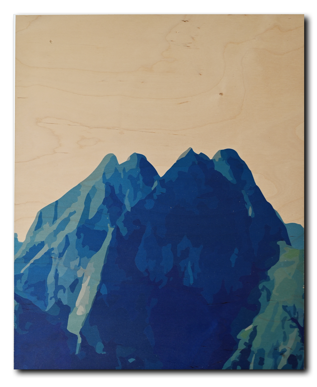 Kunstdruck auf Holz Höftas Vektor 01, blau, Birkenholz Format: 368 x 485mm 15 mm dick Hochformat