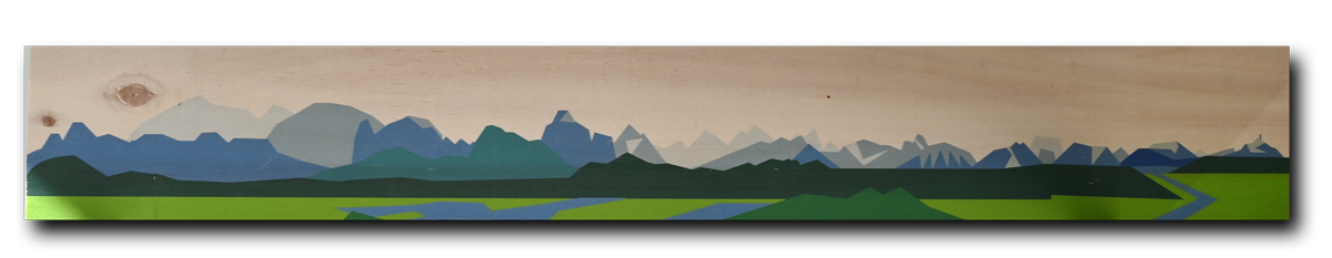 Kunstdruck auf Holz Panorama Vektor Ostallgäu 1, grün, Birkenholz Format: 870 x 125 mm 6 mm oder 9 mm dick Querformat