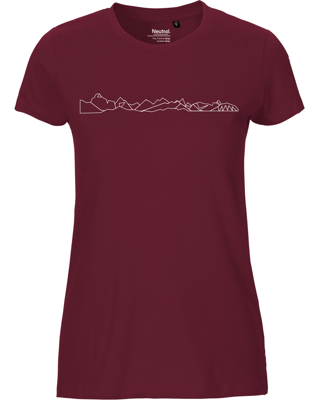 designladen T Shirt 02 bordeaux, Frauen, Motiv OAL Vektor weiß, Bio Baumwolle, Faire Trade