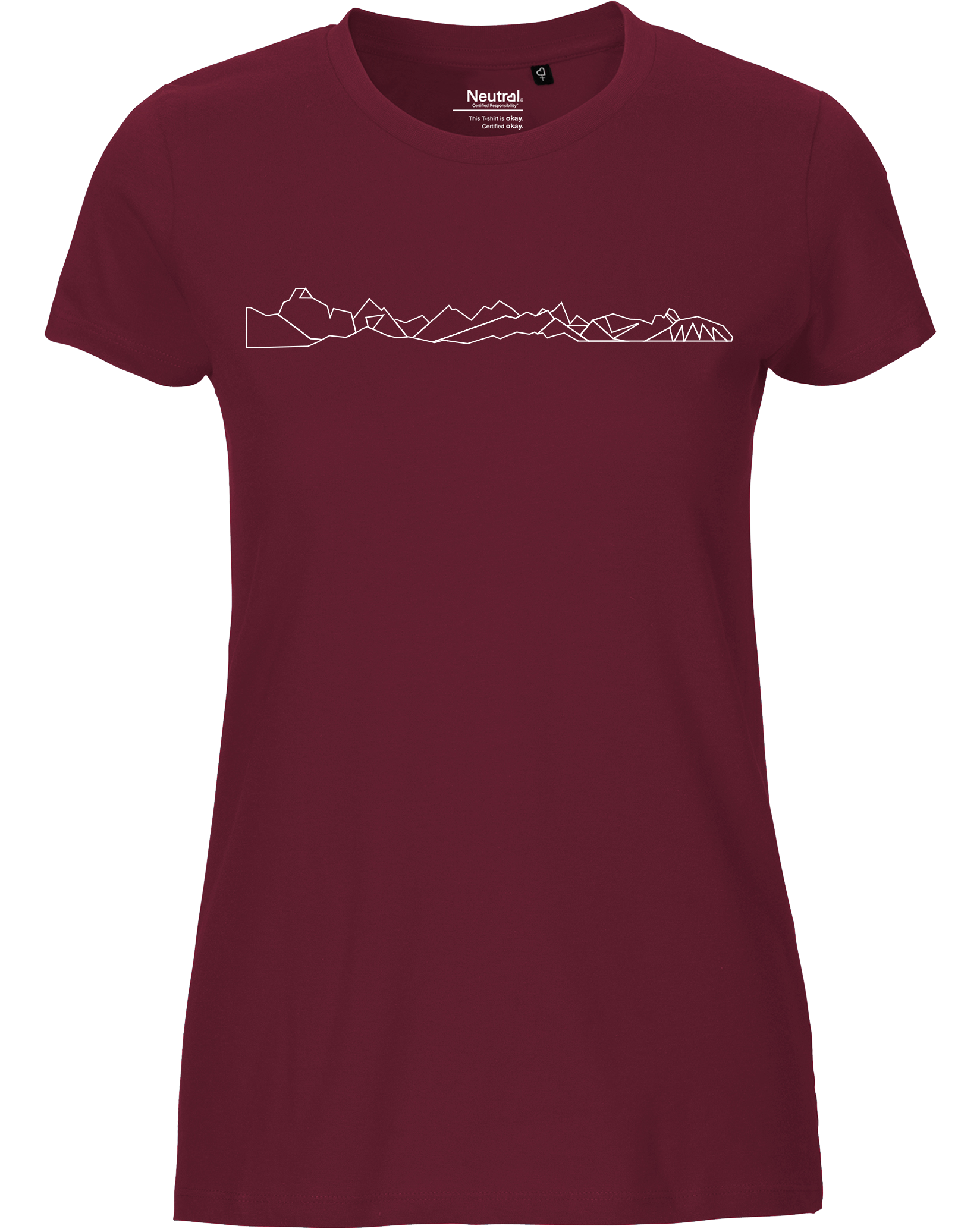 designladen T Shirt 02 bordeaux, Frauen, Motiv OAL Vektor weiß, Bio Baumwolle, Faire Trade