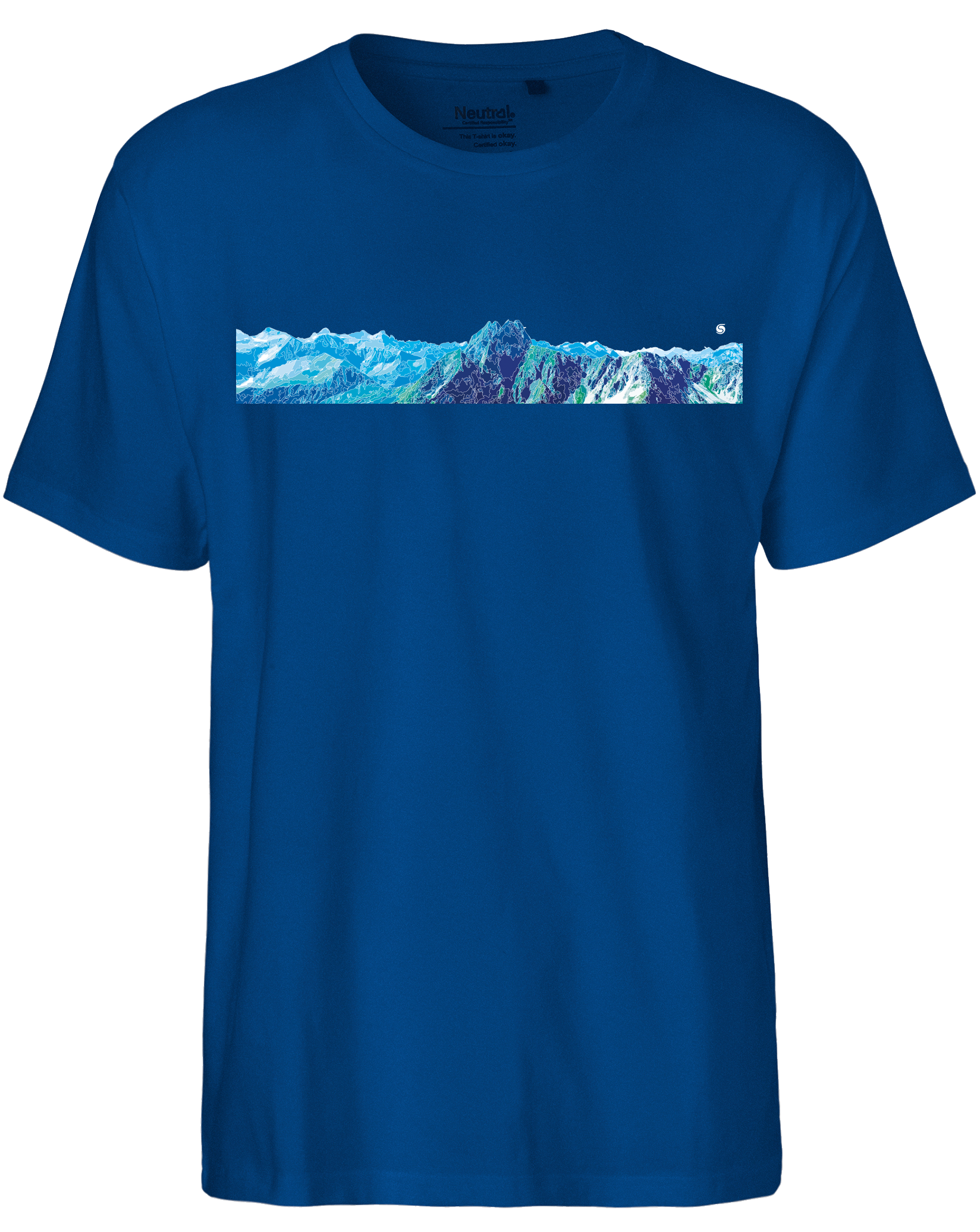 designladen T Shirt 04 royal, Männer, Bergmotiv Höfats Allgäuer Berge, Bio Baumwolle, Faire Trade