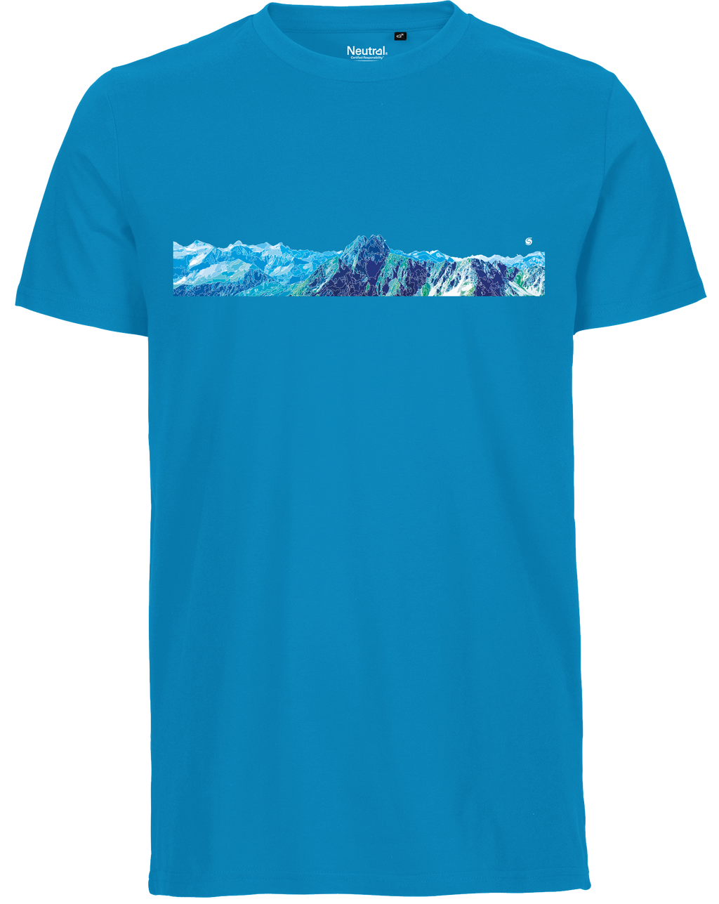 designladen T Shirt 04 sapphire, Männer, Bergmotiv Höfats Allgäuer Berge, Bio Baumwolle, Faire Trade