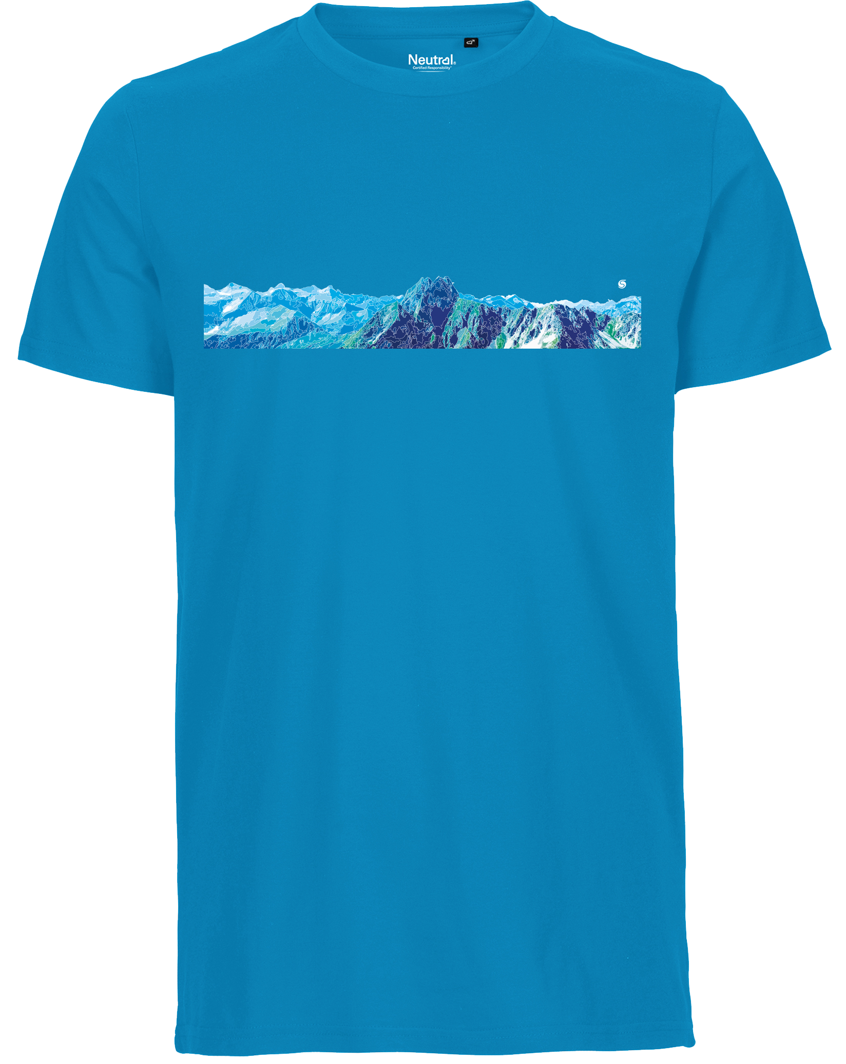 designladen T Shirt 04 sapphire, Männer, Bergmotiv Höfats Allgäuer Berge, Bio Baumwolle, Faire Trade